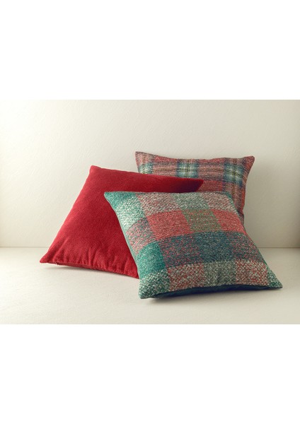 Yılbaşı Hana Kırlent Kılıfı 43x43 cm Kırmızı - Yeşil modelleri