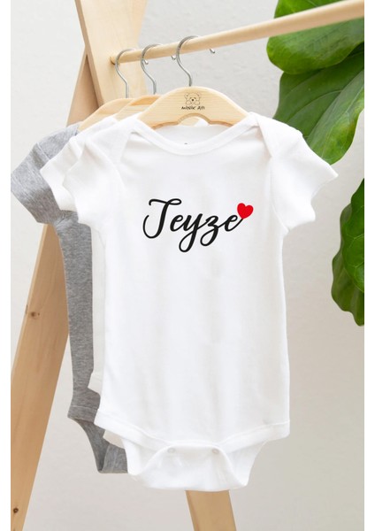 Teyze Yazılı Zıbın Bebek Alttan Çıtçıtlı Baskılı Body - Beyaz