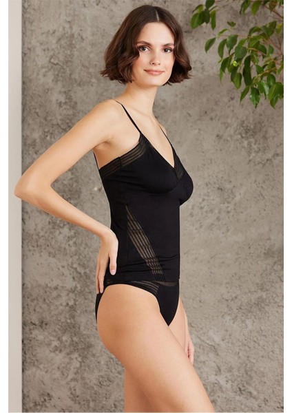 379 Kadın Ip Askılı Atlet Külot Takım-Siyah