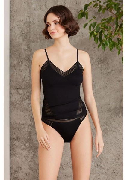 379 Kadın Ip Askılı Atlet Külot Takım-Siyah modelleri