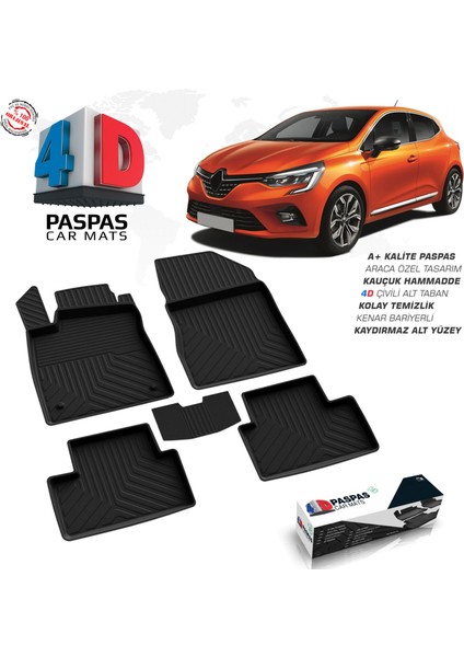 S Dizayn Renault Clio 5 4D Havuzlu Paspas 2019 ve Üzeri