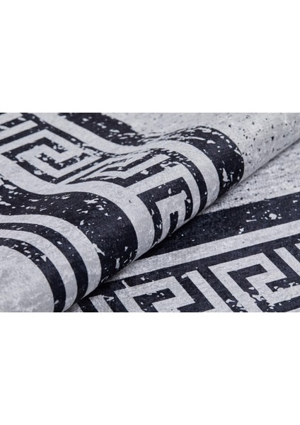 Biysk Gri Çerçeveli Polyester Dijital Baskı Halı