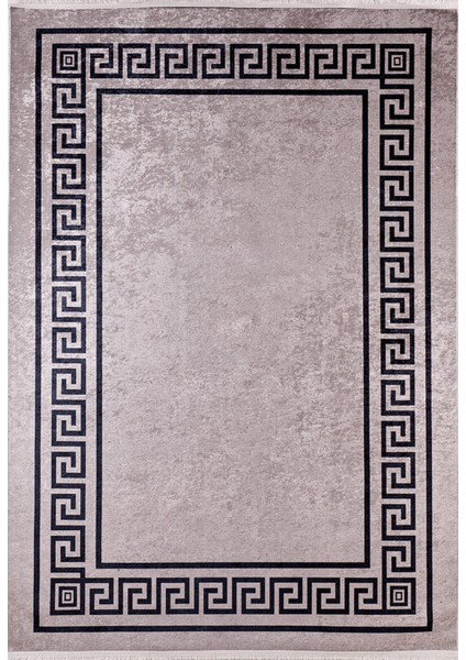 Neftekamsk Kahverengi Çerçeveli Polyester Dijital Baskı Halı