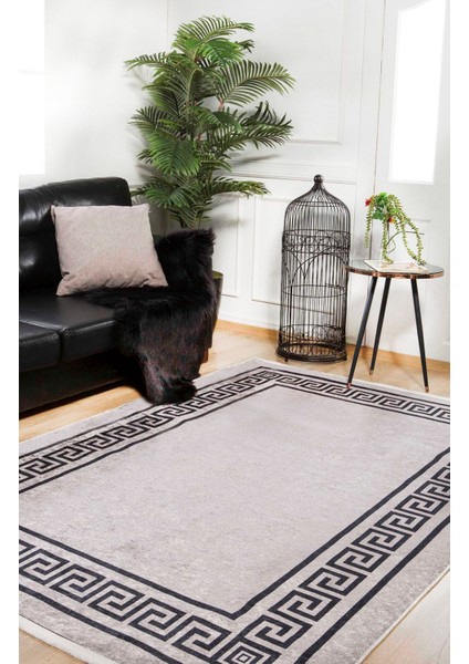 Neftekamsk Kahverengi Çerçeveli Polyester Dijital Baskı Halı
