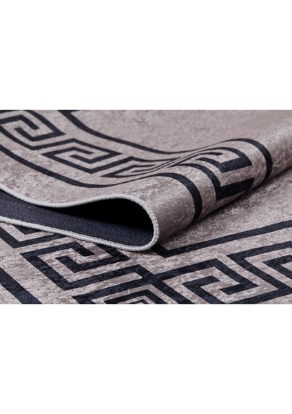 Neftekamsk Kahverengi Çerçeveli Polyester Dijital Baskı Halı