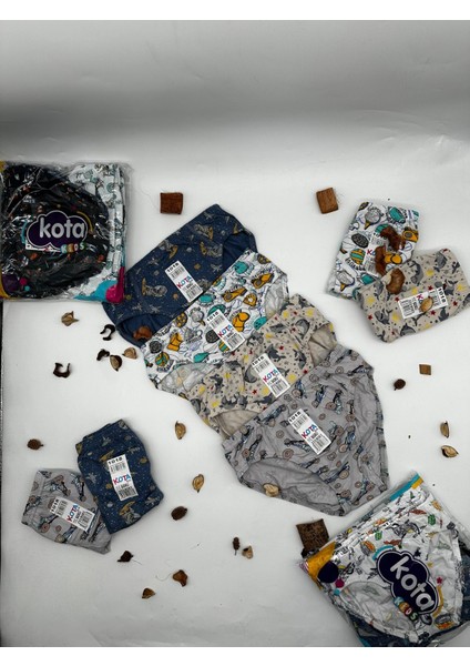 1018 Erkek Çocuk Elastan Desenli Slip 6 Adet