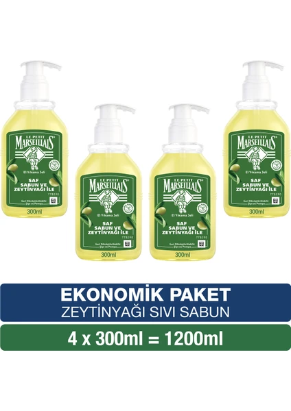 Le Petit Marseillais Saf Sıvı Sabun Zeytinyağı 300 ml x4 Ekonomik Paket