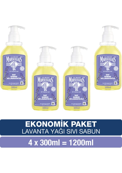 Le Petit Marseillais Saf Sıvı Sabun Lavanta Yağı 300 ml x4 Ekonomik Paket