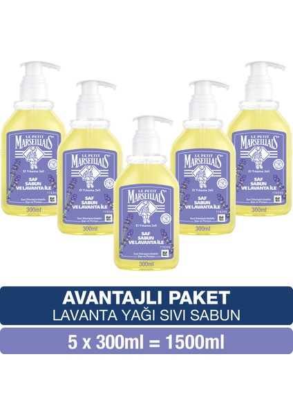 Le Petit Marseillais Saf Sıvı Sabun Lavanta Yağı 300 ml x5 Avantajlı Paket