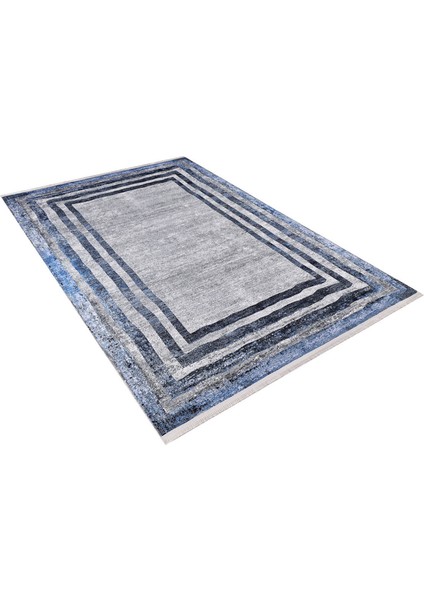 Rıbinsk Lacivert Çerçeveli Polyester Dijital Baskı Halı