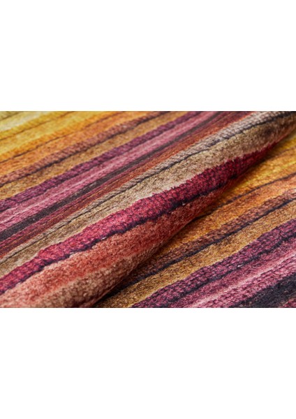 Novokuybısevsk Turuncu Çizgili Polyester Dijital Baskı Halı