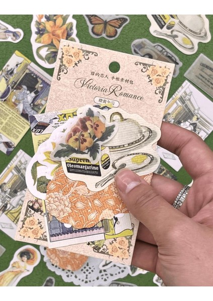 Retro Victoria Romance Serisi 30 Adet Sarı Paket Sticker / Çıkartma/etiket/bullet Journal/scrapbook