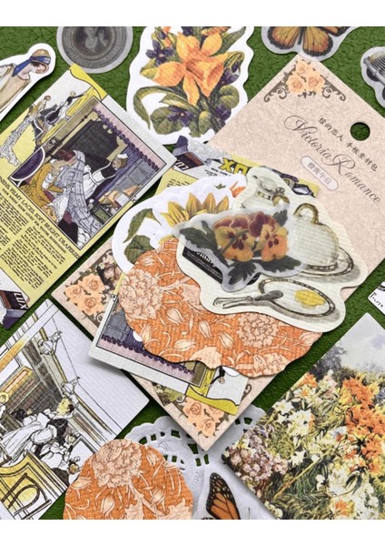 Retro Victoria Romance Serisi 30 Adet Sarı Paket Sticker / Çıkartma/etiket/bullet Journal/scrapbook modelleri