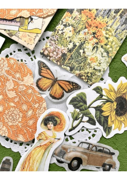 Retro Victoria Romance Serisi 30 Adet Sarı Paket Sticker / Çıkartma/etiket/bullet Journal/scrapbook indirimleri