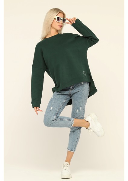 Ekru Baskılı Sweatshirt