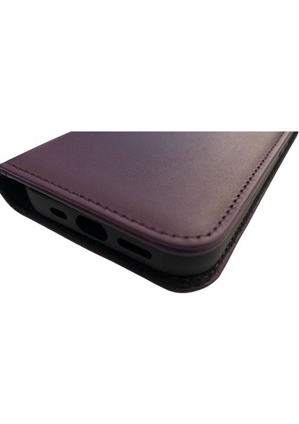 Casestreet Apple iPhone 14 Pro Kılıf Hakiki Deri Cüzdan Gizli Mıktanıslı Kartivizitli Kırmızı