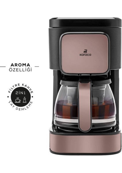 Just Coffee Aroma 2 In 1 Filtre Kahve ve Çay Demleme Makinesi Rosegold