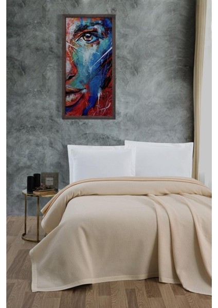Klimalı Pike %100 Pamuk Petekli Pike Dörtmevsim Pike Battal Boy 240 x 260 cm Krem