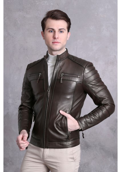Motorcu Tarzı Deri Mont Spor Kesim Erkek
