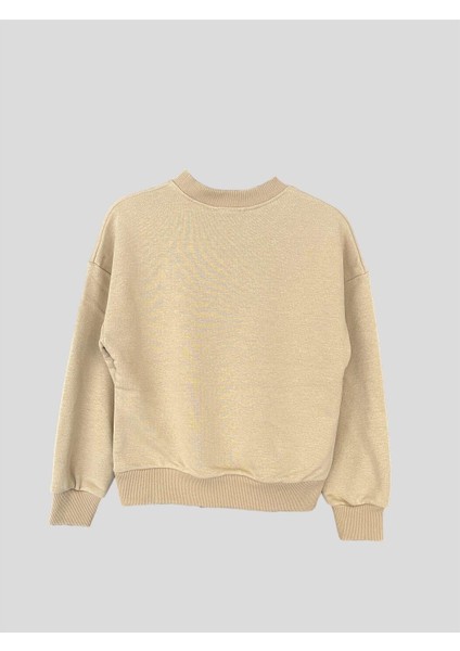Kız Çocuk Kelebekli Taşlı Lastikli SweatShirt