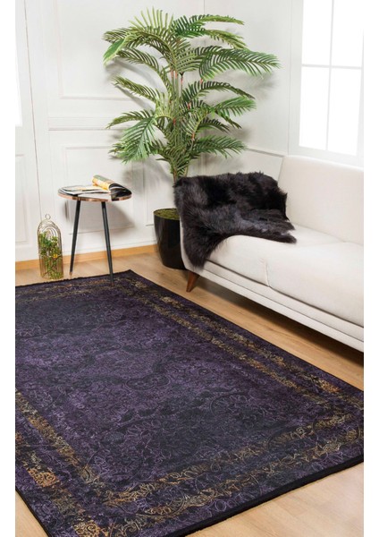 Volgodonsk Siyah Çerçeveli Polyester Dijital Baskı Halı