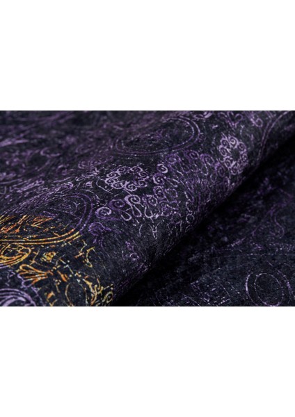 Volgodonsk Siyah Çerçeveli Polyester Dijital Baskı Halı