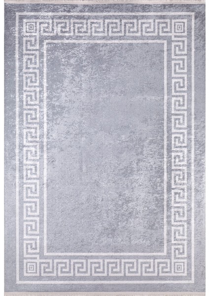 Dimitrovgrad Gri Çerçeveli Polyester Dijital Baskı Halı