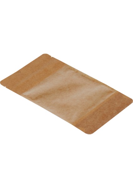 13x22,5x3,5 Cm-100 Adet Kraft Geniş Pencereli Doypack