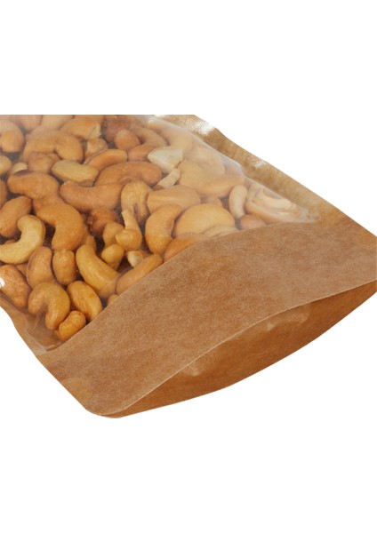 13x22,5x3,5 Cm-100 Adet Kraft Geniş Pencereli Doypack