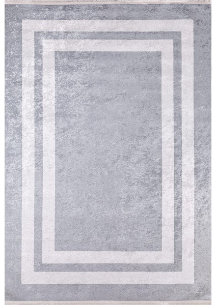 Novomoskovsk Gri Çerçeveli Polyester Dijital Baskı Halı