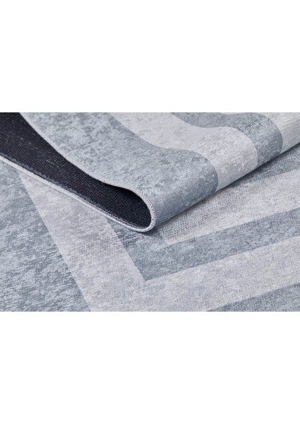 Novomoskovsk Gri Çerçeveli Polyester Dijital Baskı Halı