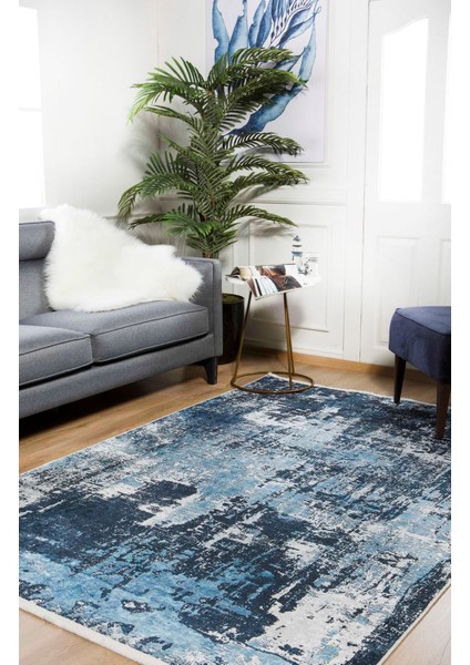 Surgut Mavi Modern Polyester Dijital Baskı Halı modelleri