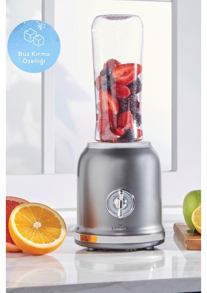 Retro Personal Kişisel Smoothie Blender Grey