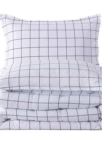 Plaid Nevresim Takımı Çift Kişilik 200X220 - Beyaz