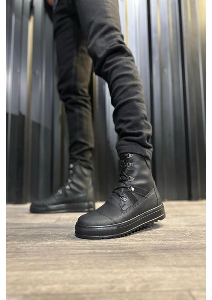 Siyah Deri Erkek Spor Bot