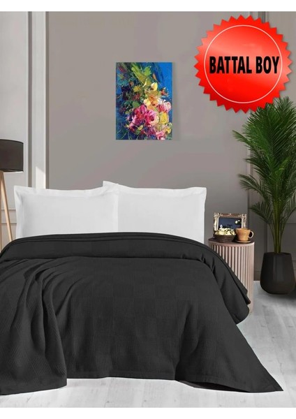 Waflle Desenli Pike Battaniye %100 Pamuk Kalın Iplik Yumuşak Battal Boy 240 x 260