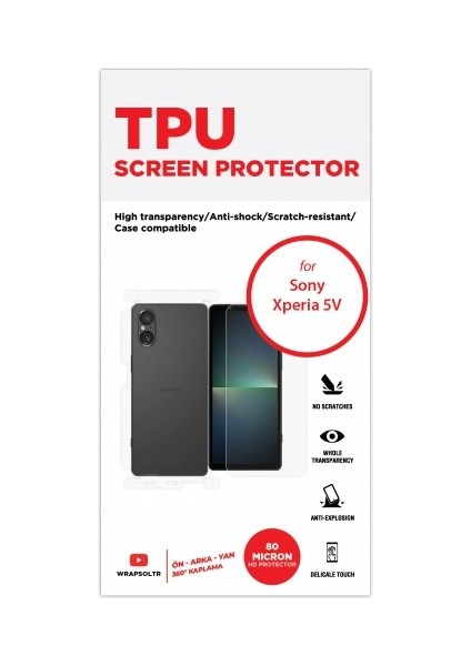 Sony Xperia 5 V Ön, Arka ve Yan 360 Derece Tam Kaplama Tpu Film
