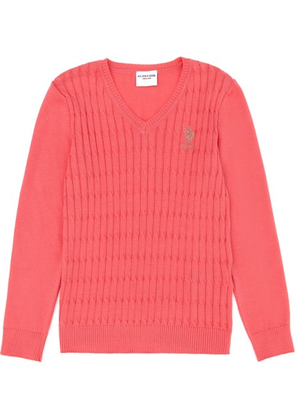 U.S. Polo Assn. Kız Çocuk Pembe Triko Kazak 50275632-VR041