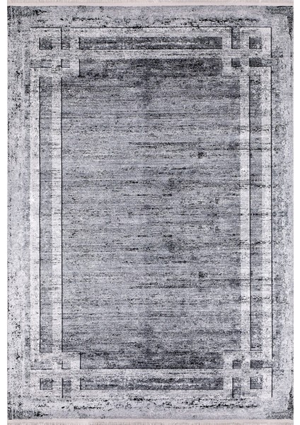 Velikinovgorod Gri Çerçeveli Polyester Dijital Baskı Halı