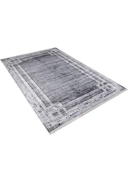 Velikinovgorod Gri Çerçeveli Polyester Dijital Baskı Halı