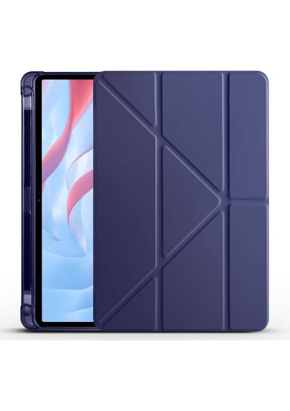 Honor Pad X9 11.5 Inç Uyumlu Kılıf 3 Farklı Stand Kalemlikli Tri Folding Tablet Kılıfı Lacivert
