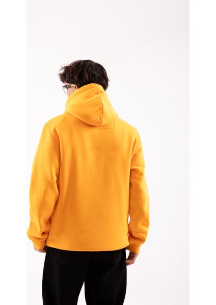 Daily Baskılı Hardal Oversize Hoodie