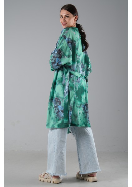 Yeşil Desenli Krep Kimono 0107129.07