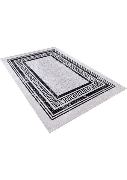 Biysk Gri Çerçeveli Polyester Dijital Baskı Halı