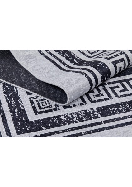 Biysk Gri Çerçeveli Polyester Dijital Baskı Halı