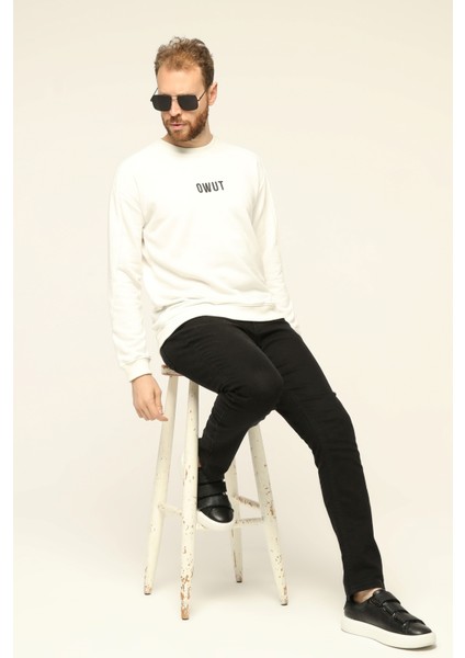 Owut Collection Bisiklet Yaka Baskılı Sweatshirt