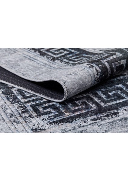 Angarsk Gri Çerçeveli Polyester Dijital Baskı Halı