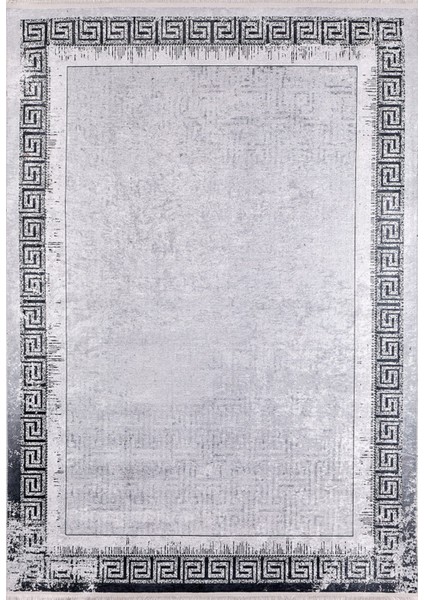 Sızran Gri Çerçeveli Polyester Dijital Baskı Halı