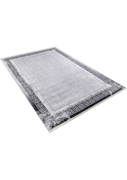 Sızran Gri Çerçeveli Polyester Dijital Baskı Halı