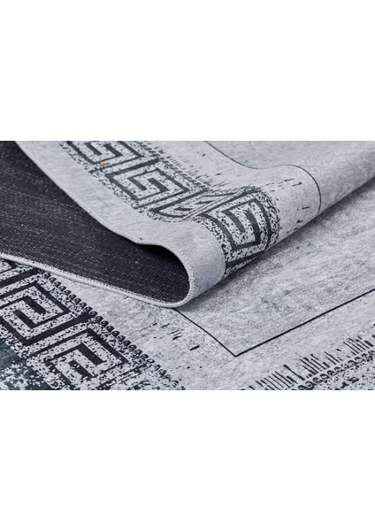 Sızran Gri Çerçeveli Polyester Dijital Baskı Halı
